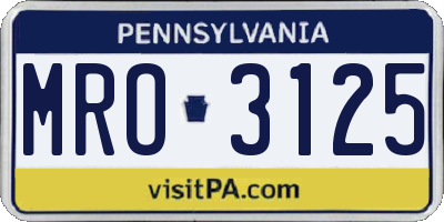 PA license plate MRO3125