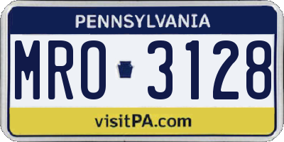 PA license plate MRO3128