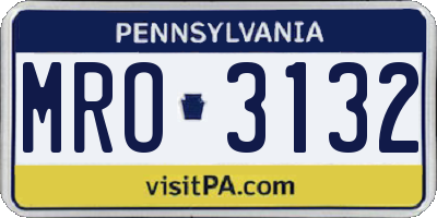 PA license plate MRO3132
