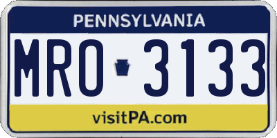 PA license plate MRO3133