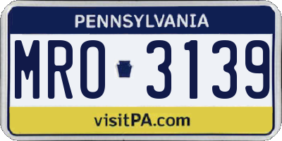 PA license plate MRO3139