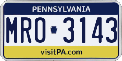 PA license plate MRO3143