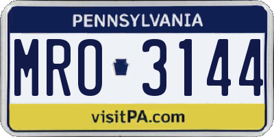 PA license plate MRO3144