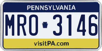 PA license plate MRO3146