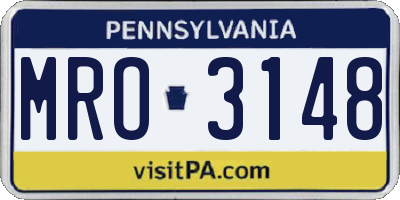 PA license plate MRO3148