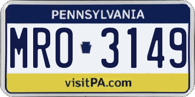 PA license plate MRO3149