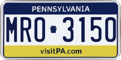 PA license plate MRO3150
