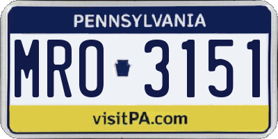PA license plate MRO3151