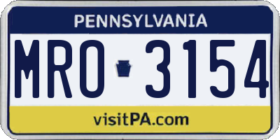 PA license plate MRO3154