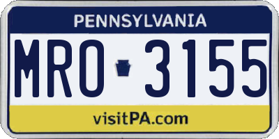 PA license plate MRO3155