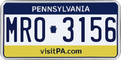 PA license plate MRO3156