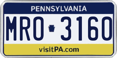 PA license plate MRO3160