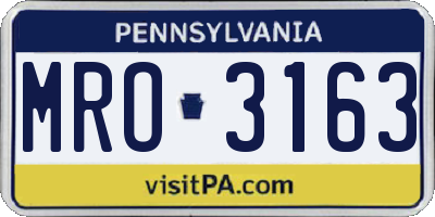 PA license plate MRO3163