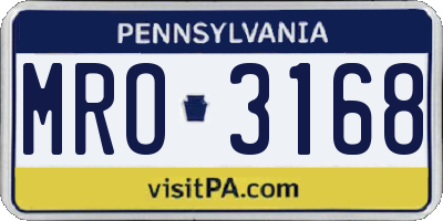 PA license plate MRO3168