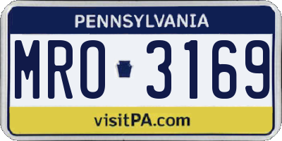 PA license plate MRO3169