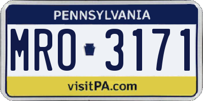 PA license plate MRO3171