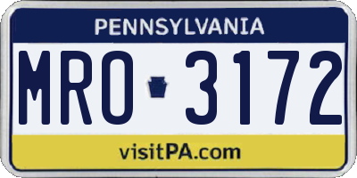 PA license plate MRO3172