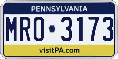 PA license plate MRO3173
