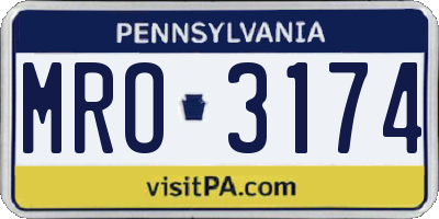 PA license plate MRO3174