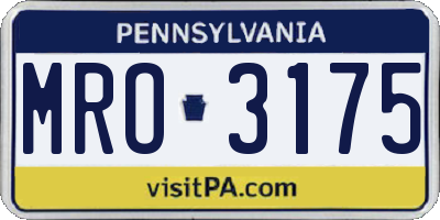 PA license plate MRO3175