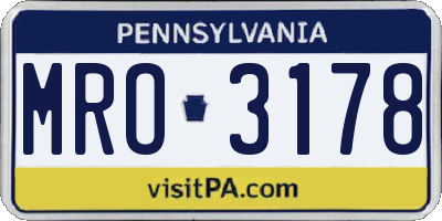 PA license plate MRO3178