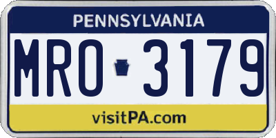 PA license plate MRO3179
