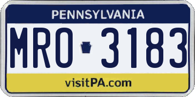 PA license plate MRO3183