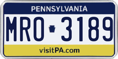PA license plate MRO3189