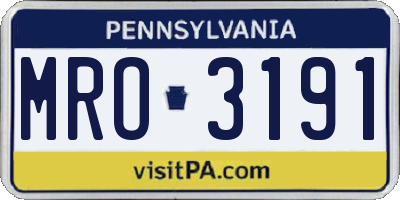 PA license plate MRO3191