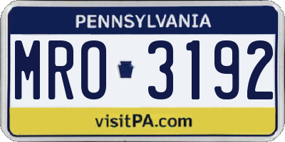 PA license plate MRO3192