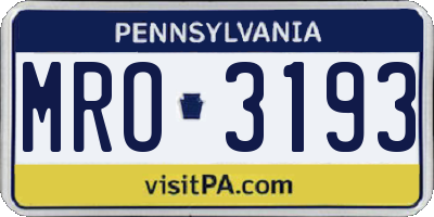 PA license plate MRO3193