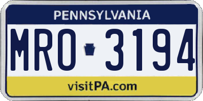 PA license plate MRO3194
