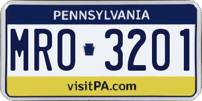 PA license plate MRO3201