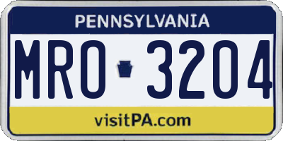 PA license plate MRO3204