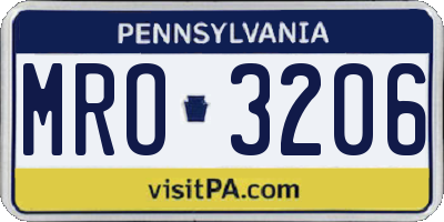 PA license plate MRO3206