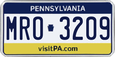 PA license plate MRO3209