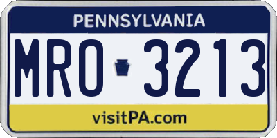PA license plate MRO3213