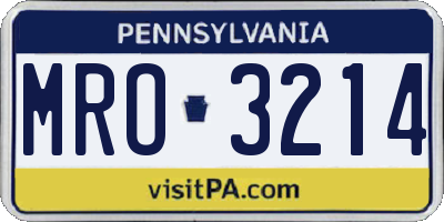 PA license plate MRO3214