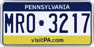 PA license plate MRO3217