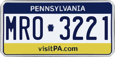 PA license plate MRO3221