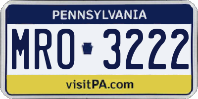 PA license plate MRO3222