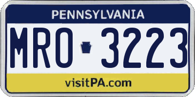 PA license plate MRO3223