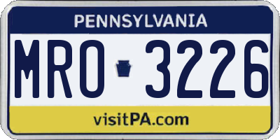 PA license plate MRO3226