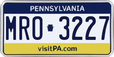 PA license plate MRO3227