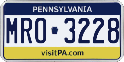 PA license plate MRO3228