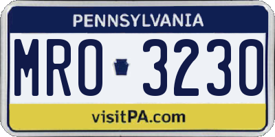 PA license plate MRO3230