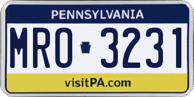 PA license plate MRO3231