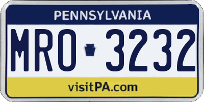PA license plate MRO3232