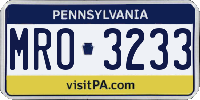 PA license plate MRO3233