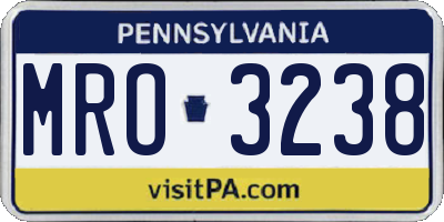 PA license plate MRO3238